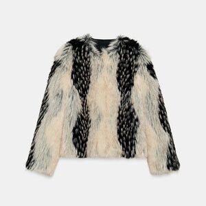 ZARA - FAUX FUR SHORT COAT ZW COLLECTION- NWT - MEDIUM